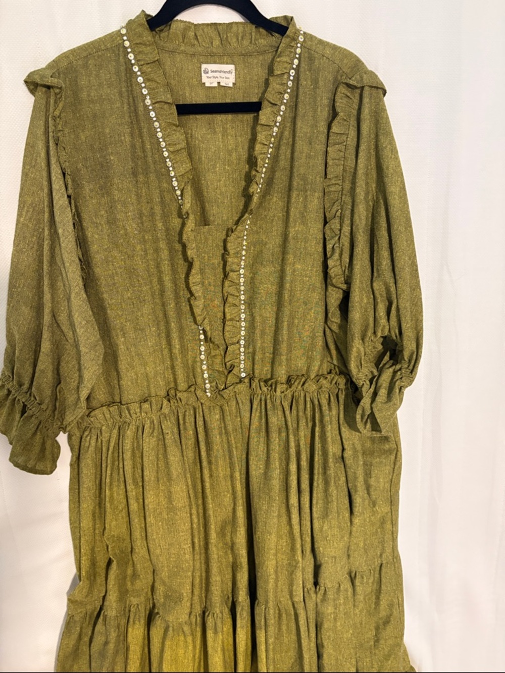 Lightweight Green Linen Blend Maxi Dress
